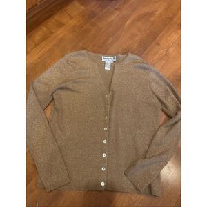 Woman’s vintage Joseph A Silk/metallic cardigan size L